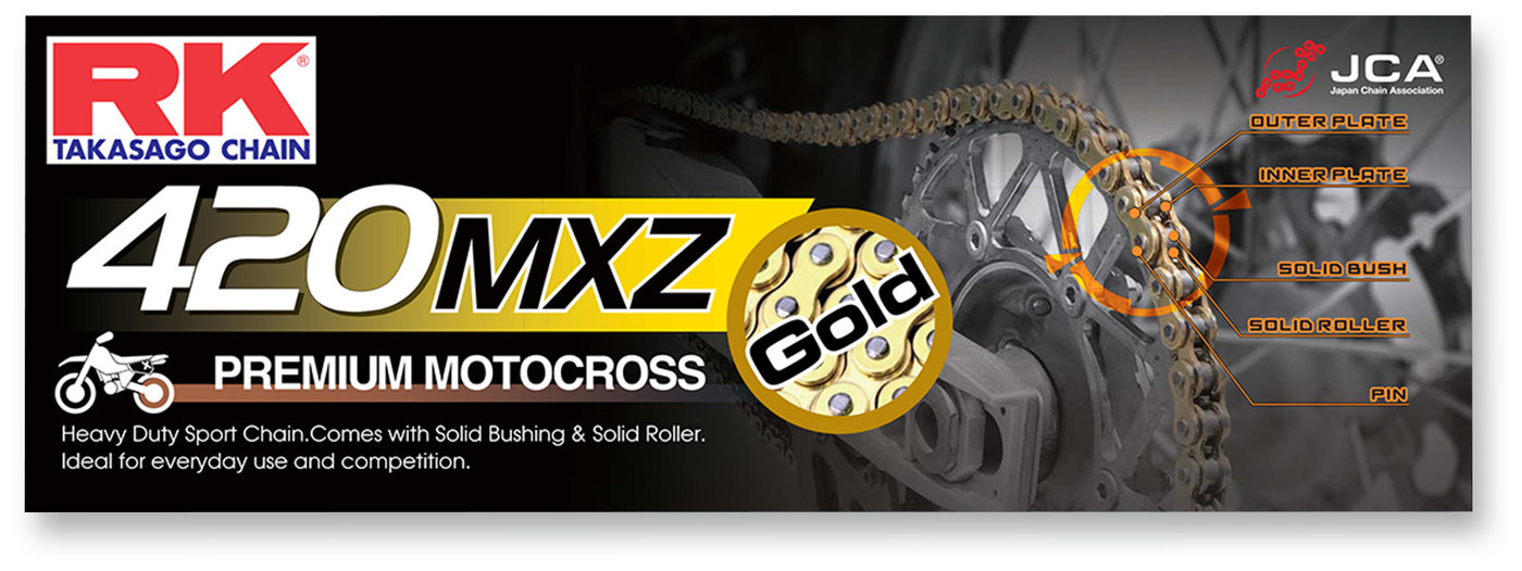 GB420MXZ-134 RK GB420MXZx134 GOLD HEAVY DUTY CHAIN (RK) GB420MXZx134 GOLD HEAVY DUTY CHAIN (RK) DRIVE CHAIN - HEAVY DUTY NON-ORING 