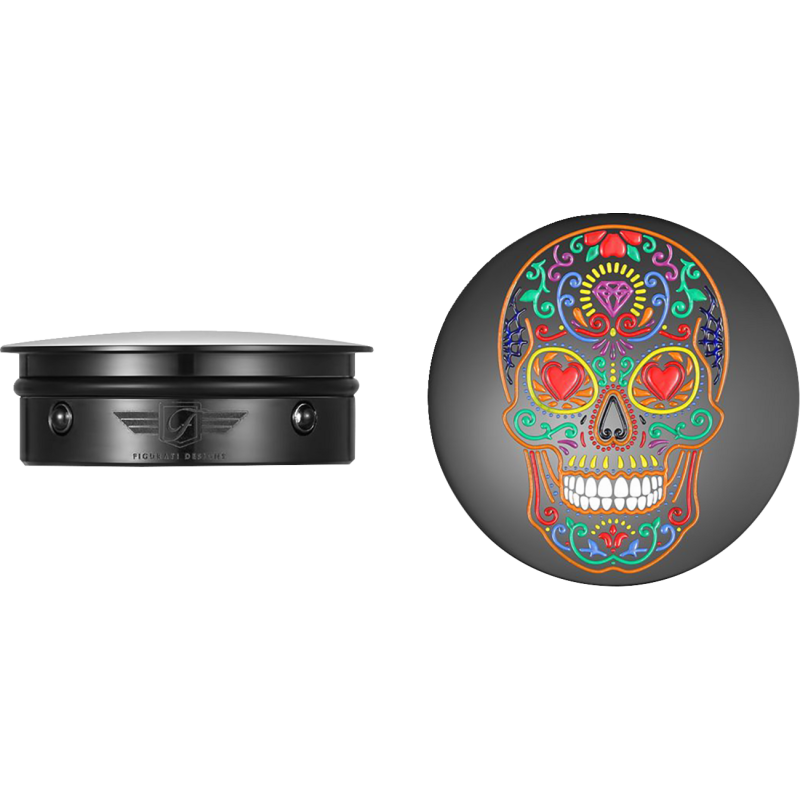 FD30-SAC--BLK FIGURATI-DESIGNS HARLEY-DAVIDSON BLACK SUGAR SKULL CUSTOM SWING ARM COVERS HARLEY-DAVIDSON BLACK SUGAR SKULL CUSTOM SWING ARM COVERS SWINGARM COVERS-CAPS 