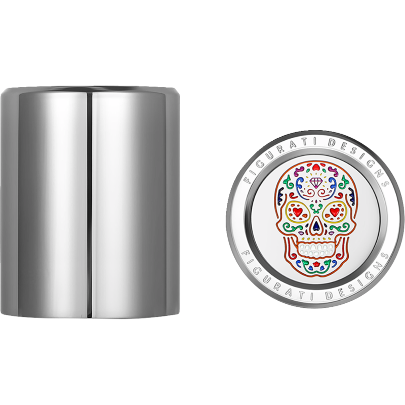 FD30-DC-27.2/32-SS FIGURATI-DESIGNS ND MAG DOCKING COVERS SILVER WITH  SUGAR SKULL-27.2X32MM ND MAG DOCKING COVERS SILVER WITH  SUGAR SKULL-27.2X32MM LUGGAGE PARTS & ACCESSORIES 