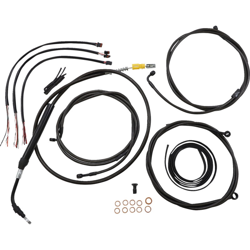 LA-8058KT2-19M LA-CHOPPERS HANDLEBAR CABLE KIT 18" - 20" WITH WIRING MIDNIGHT HANDLEBAR CABLE KIT 18" - 20" WITH WIRING MIDNIGHT CLUTCH & BRAKE CABLE/HOSE KTS 