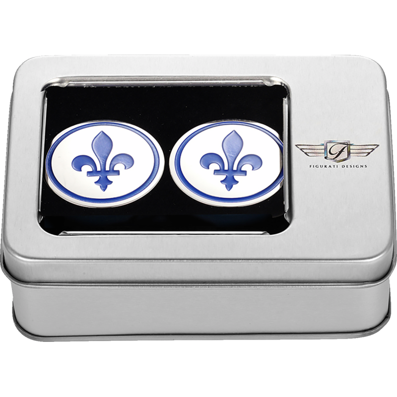 FD05-SS FIGURATI-DESIGNS BLUE FLEUR-DE-LIS SWING ARM COVER SILVER BLUE FLEUR-DE-LIS SWING ARM COVER SILVER SWINGARM COVERS-CAPS 