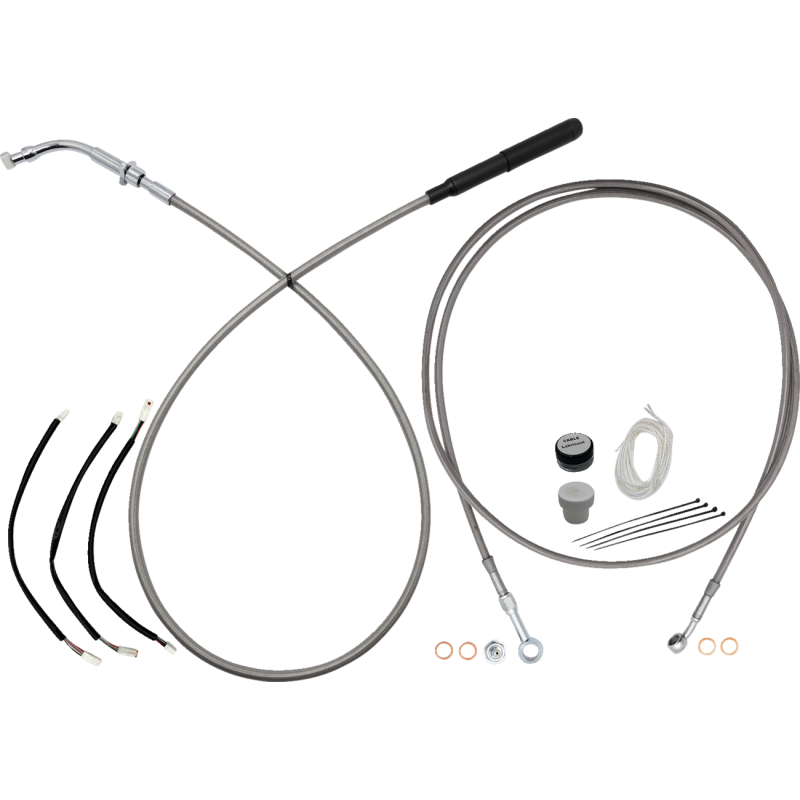 249012-C FAT-BAGGERS-INC EZ Install Kit-12" Handlebars-Upper Clutch FL-Braided SS/CHR EZ Install Kit-12" Handlebars-Upper Clutch FL-Braided SS/CHR CLUTCH & BRAKE CABLE/HOSE KTS 