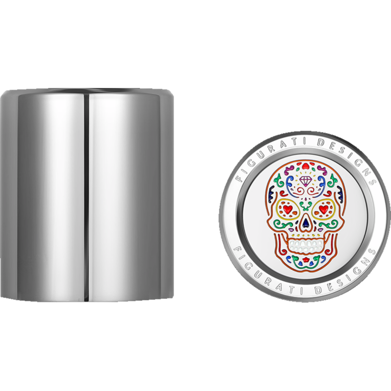 FD30-DC-25.2/32-SS FIGURATI-DESIGNS ND MAG DOCKING COVERS SILVER WITH SUGAR SKULL-25.2X32MM ND MAG DOCKING COVERS SILVER WITH SUGAR SKULL-25.2X32MM LUGGAGE PARTS & ACCESSORIES 