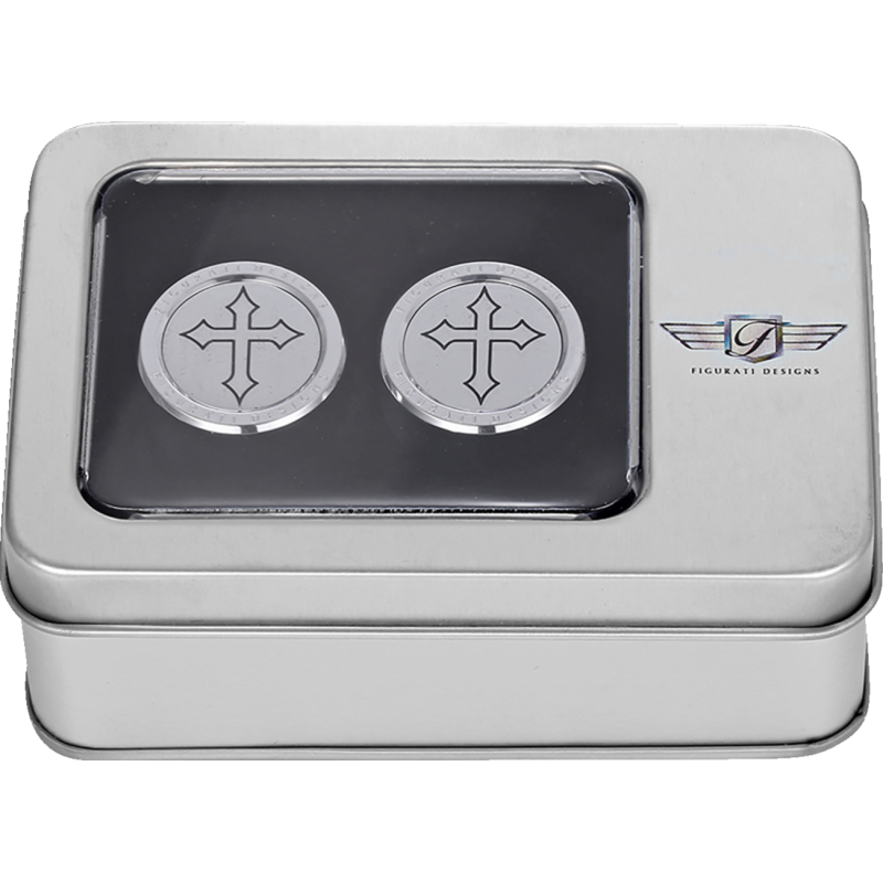 FD41-DC-27.2/32-SS FIGURATI-DESIGNS ND MAG DOCKING COVERS SILVER WITH CROSS-27.2X32mm ND MAG DOCKING COVERS SILVER WITH CROSS-27.2X32mm LUGGAGE PARTS & ACCESSORIES 