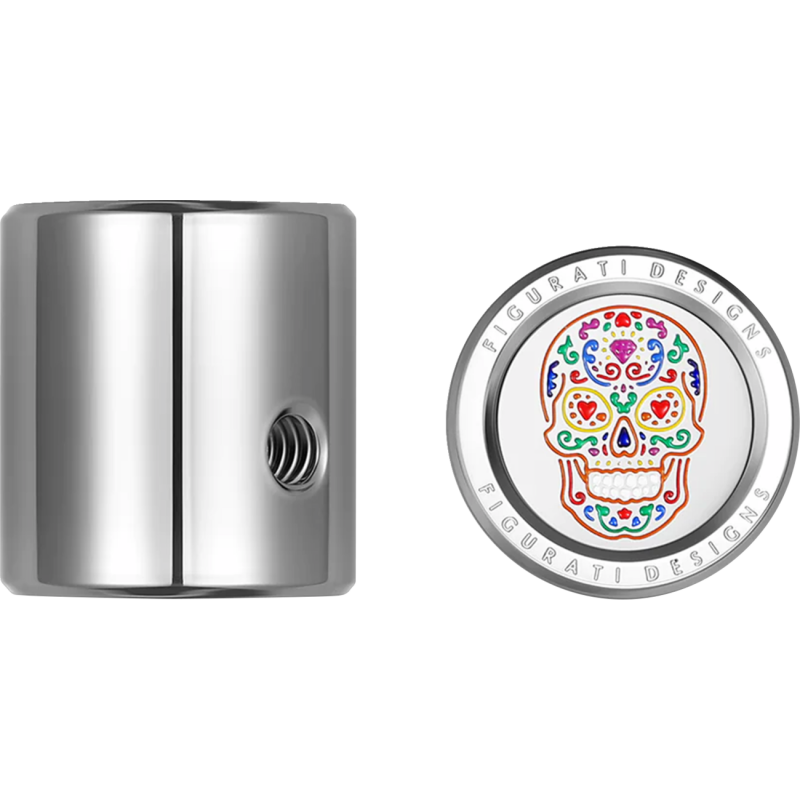 FD30-HTSCSS FIGURATI-DESIGNS HEEL-TOE SHIFTER COVER SILVER WITH SUGAR SKULL HEEL-TOE SHIFTER COVER SILVER WITH SUGAR SKULL SHIFTER LEVERS & PARTS 
