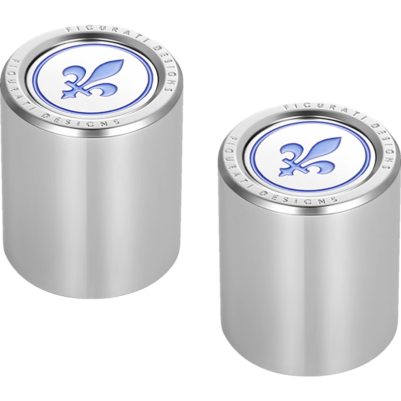 FD05-25.2/32-SS FIGURATI-DESIGNS BLUE FLEUR-DE-LIS DOCKING COVERS SILVER 25X32mm BLUE FLEUR-DE-LIS DOCKING COVERS SILVER 25X32mm LUGGAGE PARTS & ACCESSORIES 