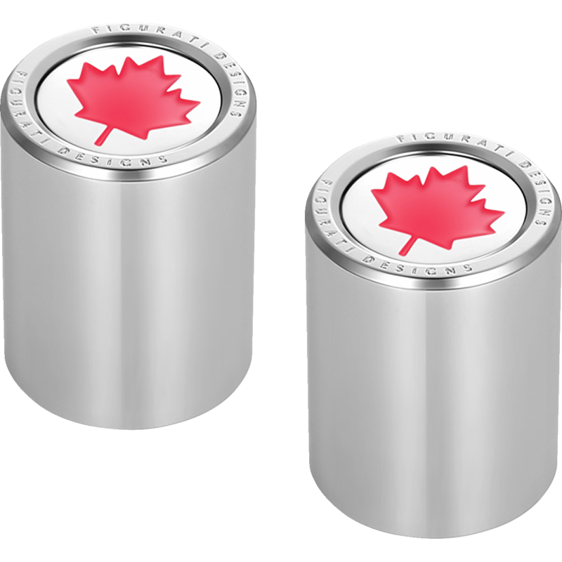FD03-27.2/32-SS FIGURATI-DESIGNS RED MAPLE LEAF DOCKING COVERS SILVER 27X32mm RED MAPLE LEAF DOCKING COVERS SILVER 27X32mm LUGGAGE PARTS & ACCESSORIES 