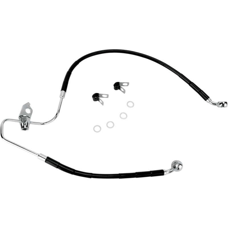 640229-BLK DRAG-SPECIALTIES 05-07 FLHT,FLHR,FLHX,FLTR BK LINE KIT 05-07 FLHT,FLHR,FLHX,FLTR BK LINE KIT BRAKE LINES-HOSES-STAINLESS STEEL 