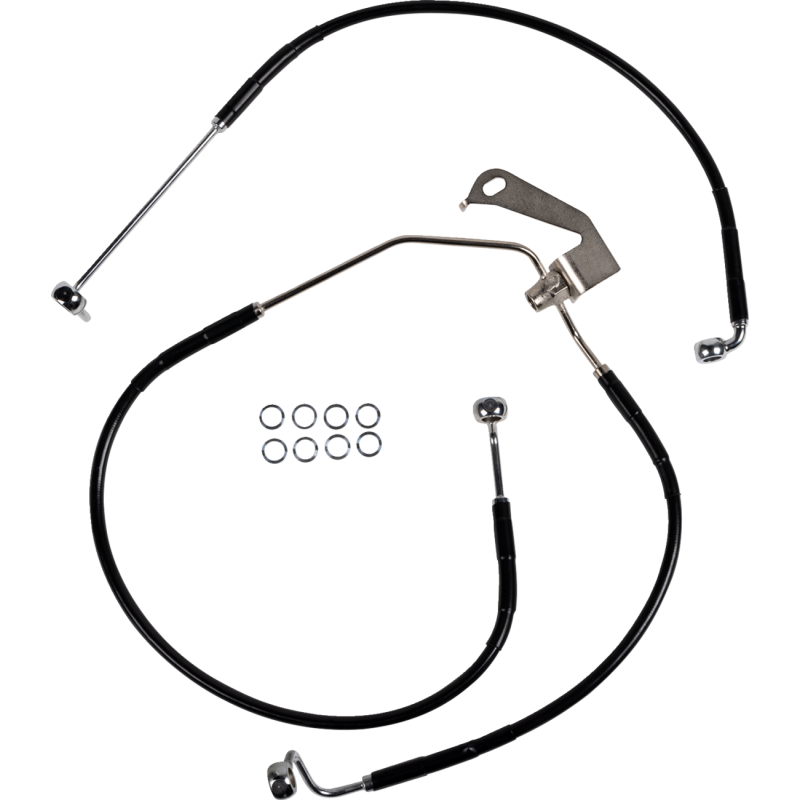 640232-BLK DRAG-SPECIALTIES BRAKE LINE RR NON ABS BL BRAKE LINE RR NON ABS BL BRAKE LINES-HOSES-STAINLESS STEEL 