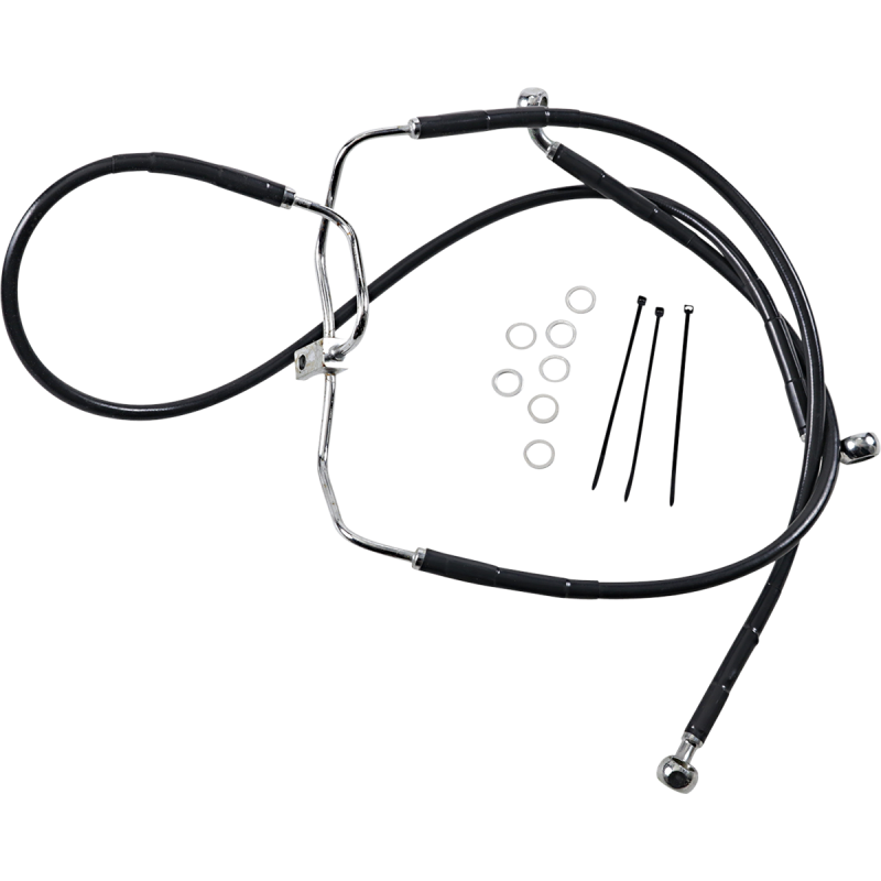 660325-8BLK DRAG-SPECIALTIES 08-17 FXDF FRT S/B BRAKE LINE KIT +8 08-17 FXDF FRT S/B BRAKE LINE KIT +8 BRAKE LINES-HOSES-STAINLESS STEEL 
