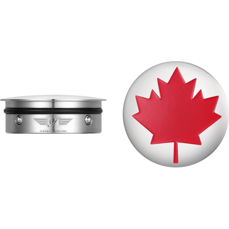 FD03-SS FIGURATI-DESIGNS RED MAPLE LEAF SWING ARM COVER SILVER RED MAPLE LEAF SWING ARM COVER SILVER SWINGARM COVERS-CAPS 