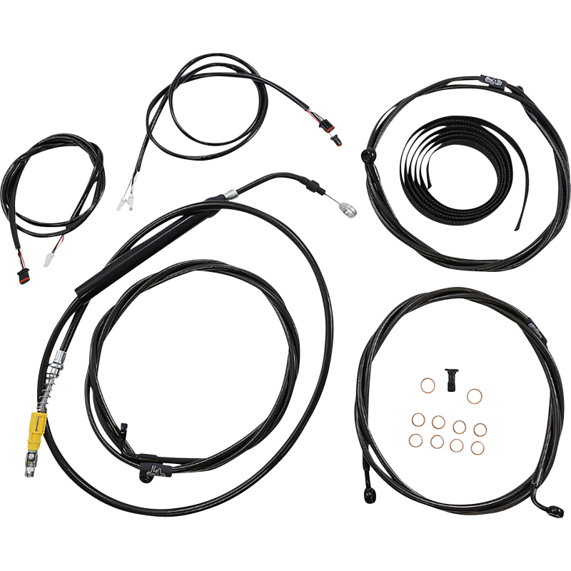 LA-8058KT3-19M LA-CHOPPERS HANDLEBAR CABLE KIT 18" - 20" PLUG AND PLAY WIRING MIDNIGHT HANDLEBAR CABLE KIT 18" - 20" PLUG AND PLAY WIRING MIDNIGHT CLUTCH & BRAKE CABLE/HOSE KTS 