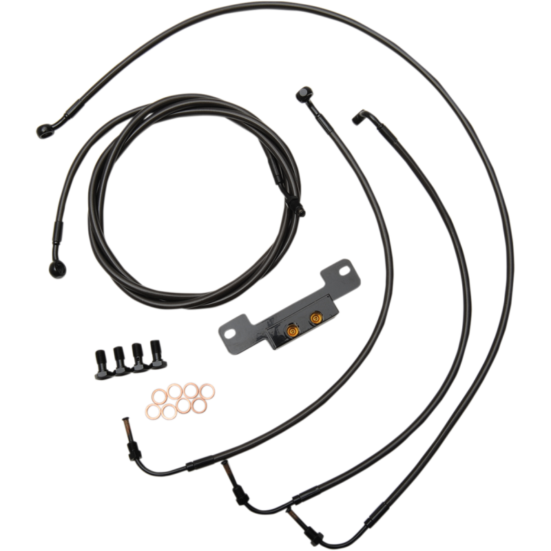 LA-8055KT-19M LA-CHOPPERS CABLE KIT SS MIDNIGHT 19" FL17+NOABS CABLE KIT SS MIDNIGHT 19" FL17+NOABS CLUTCH & BRAKE CABLE/HOSE KTS 