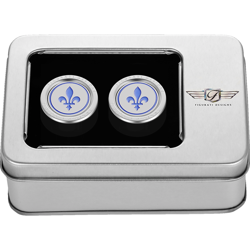 FD05-27.2/32-SS FIGURATI-DESIGNS BLUE FLEUR-DE-LIS DOCKING COVERS SILVER 27X32mm BLUE FLEUR-DE-LIS DOCKING COVERS SILVER 27X32mm LUGGAGE PARTS & ACCESSORIES 