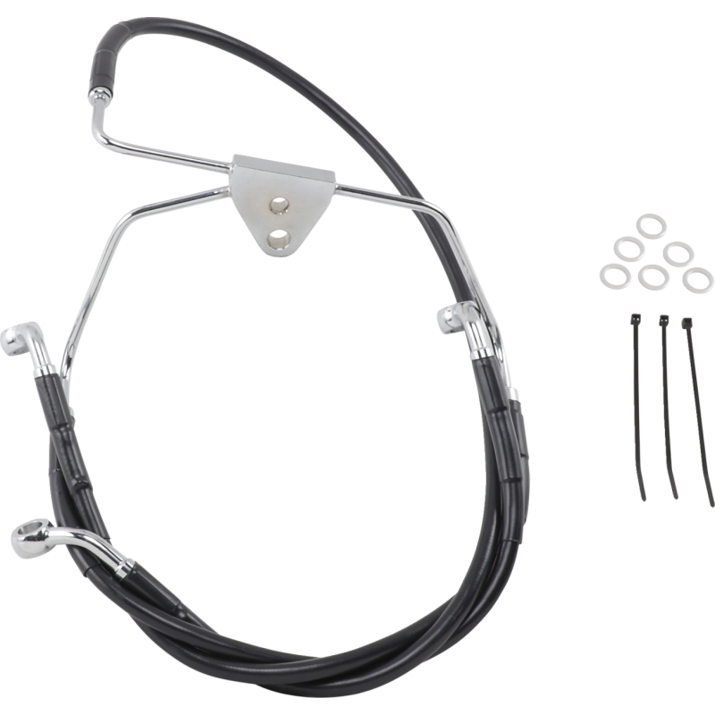 660411-BLK DRAG-SPECIALTIES 96-07 FLHT/X BLK FRT BRAKE LINE KIT 96-07 FLHT/X BLK FRT BRAKE LINE KIT BRAKE LINES-HOSES-STAINLESS STEEL 