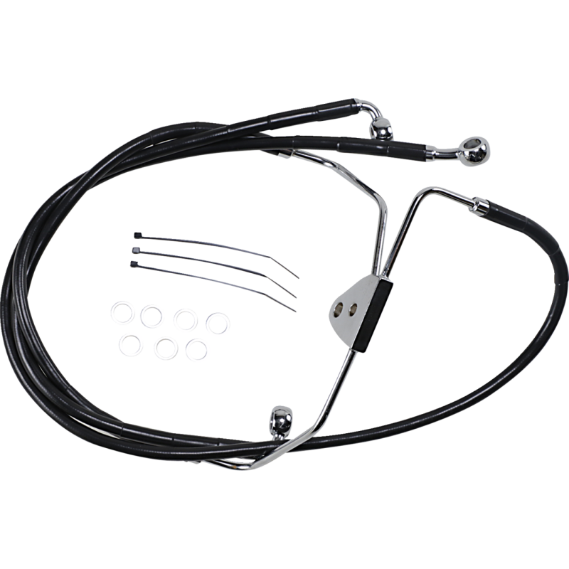 620085-8BLK DRAG-SPECIALTIES 08-13 FLHT +8BLK FRT BRK/LI KIT WOABS 08-13 FLHT +8BLK FRT BRK/LI KIT WOABS BRAKE LINES-HOSES-STAINLESS STEEL 