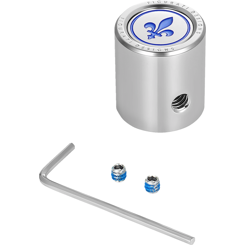 FD05-HTSC-SS FIGURATI-DESIGNS BLUE FLEUR-DE-LIS SHIFTER COVER SILVER BLUE FLEUR-DE-LIS SHIFTER COVER SILVER SHIFTER LEVERS & PARTS 