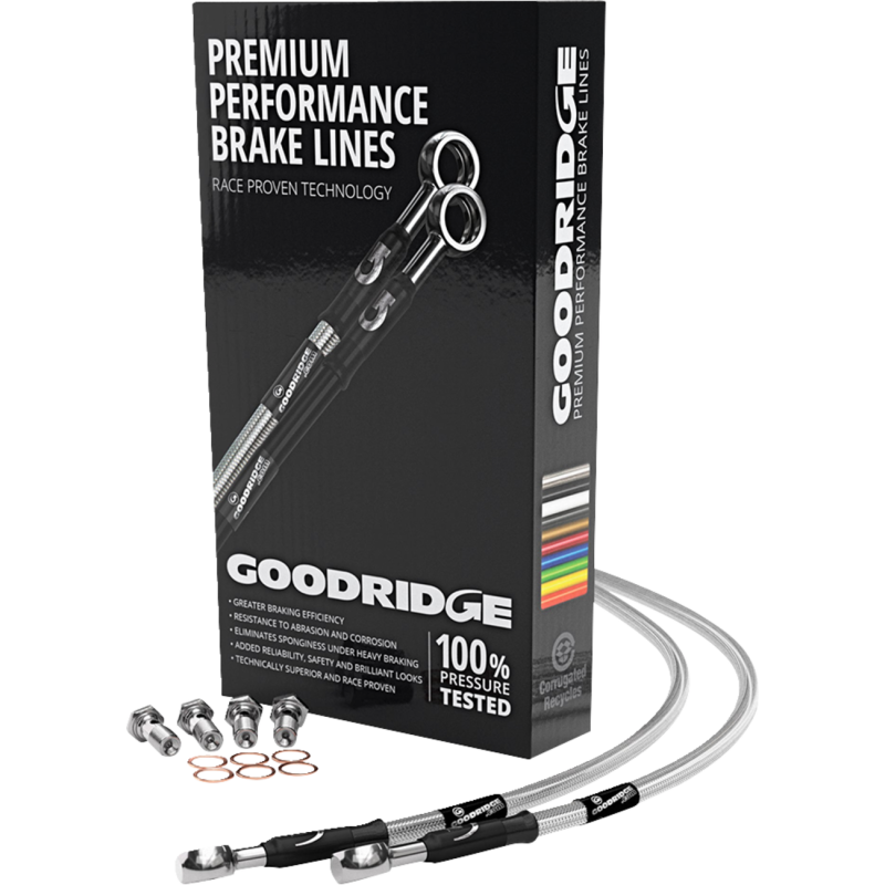 HD0099-1FC-CL6 GOODRIDGE BRAKE HOSE KIT HD FLH/FLT ABS 08-13 FR +6 BRAKE HOSE KIT HD FLH/FLT ABS 08-13 FR +6 BRAKE LINES-HOSES-STAINLESS STEEL 