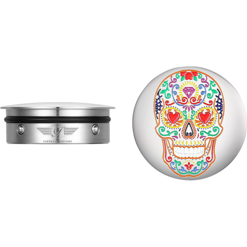 FD30-SAC-SS FIGURATI-DESIGNS HARLEY-DAVIDSON SILVER SUGAR SKULL CUSTOM SWING ARM COVERS HARLEY-DAVIDSON SILVER SUGAR SKULL CUSTOM SWING ARM COVERS SWINGARM COVERS-CAPS 