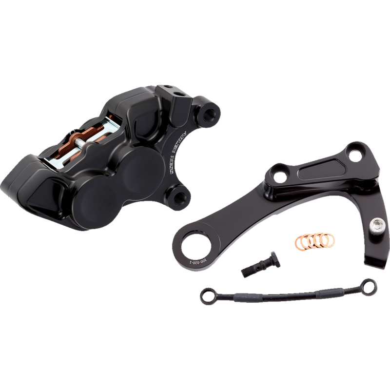 02-329 ARLEN-NESS CALIPER REAR 4 PIST0N ALL BLACK M8 SOFTAIL CALIPER REAR 4 PIST0N ALL BLACK M8 SOFTAIL BRAKE CALIPER-CALIPER KITS 