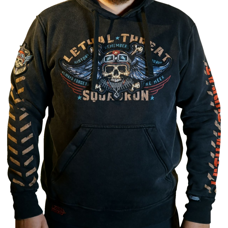 HD84076-4XL LETHAL-THREAT HOODY FIGHT FLIGHT BK 4XL HOODY FIGHT FLIGHT BK 4XL SWEATS-MENS 