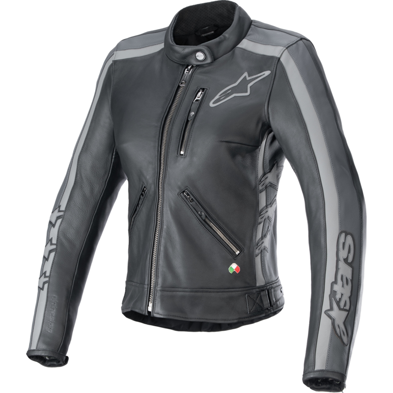3113924-1296-XS ALPINESTARS-ROAD STELLA DYNO LTHR JKT BLK/GRY XS STELLA DYNO LTHR JKT BLK/GRY XS JACKETS-LEATHER LADIES 