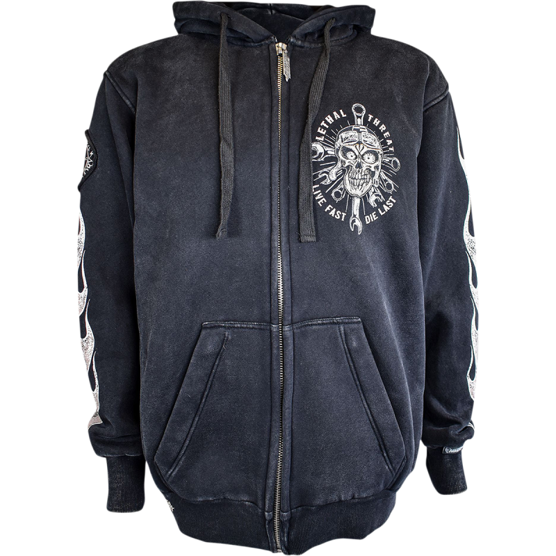 HD84064-4XL LETHAL-THREAT HOODY ZIP LIVEFAST GRY 4X HOODY ZIP LIVEFAST GRY 4X SWEATS-MENS 