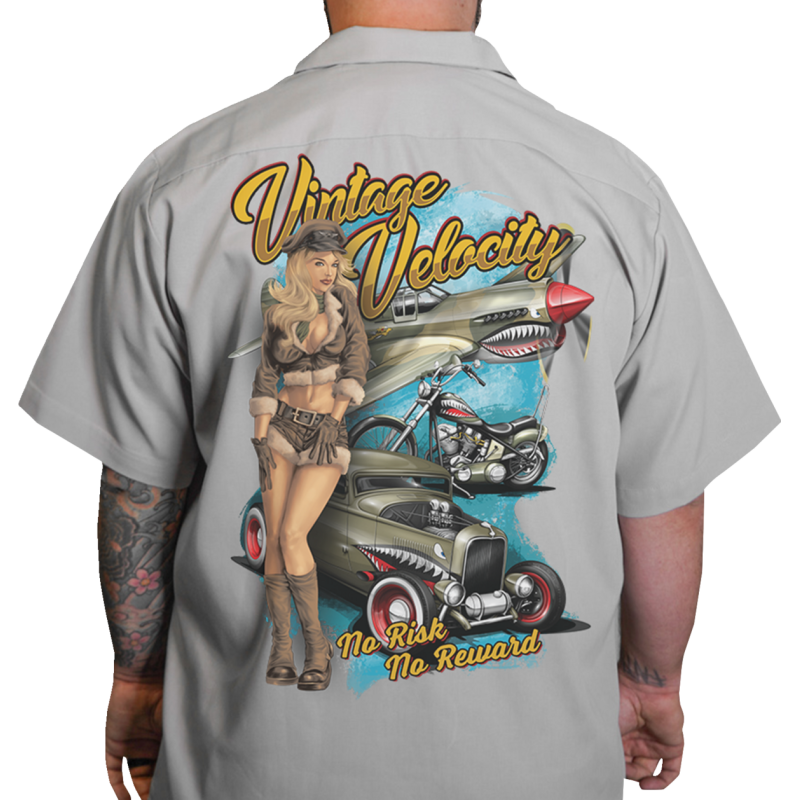 DG60158-4XL LETHAL-THREAT SHIRT FLYINGTIGRS GRAY 4X SHIRT FLYINGTIGRS GRAY 4X SHIRTS-MENS 