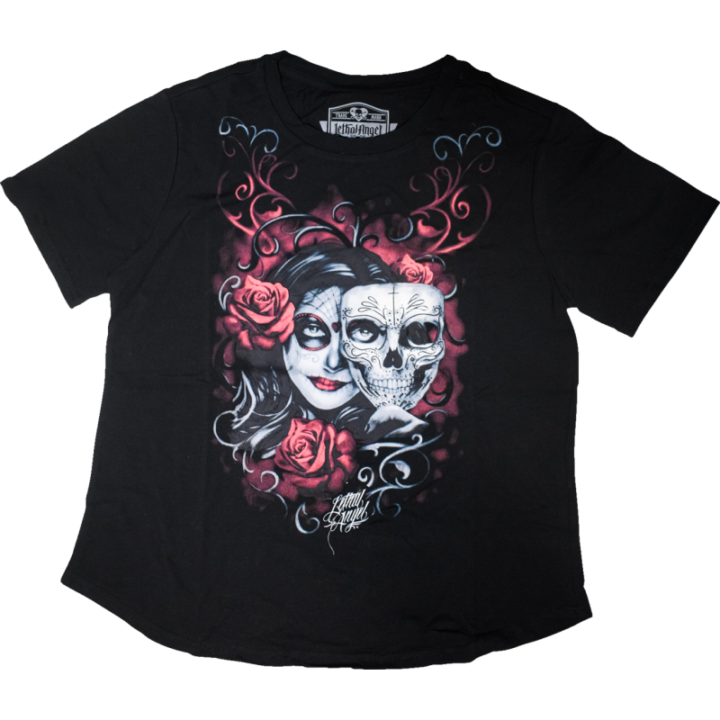 LA70204-3X LETHAL-THREAT SHRT 2 FACED KTRNA BK 4XL SHRT 2 FACED KTRNA BK 4XL T-SHIRTS-LADIES 