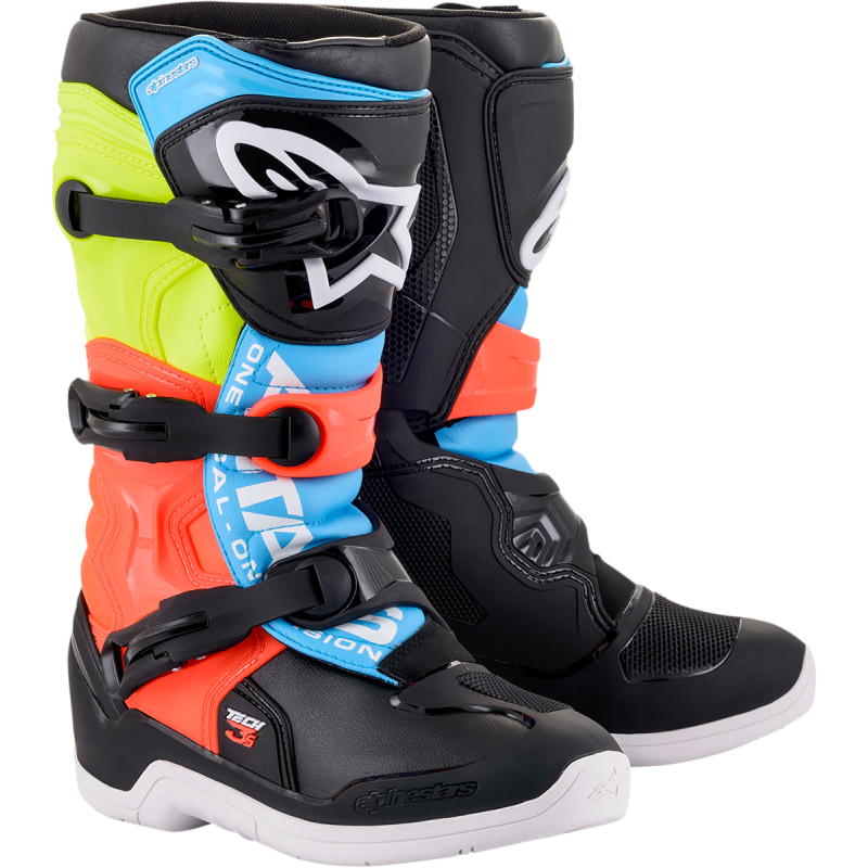 2014018-1538-8 ALPINESTARS BOOT T3S YTH BK/YL/RD 8 BOOT T3S YTH BK/YL/RD 8 OFFROAD RIDING BOOTS - CHILDS 