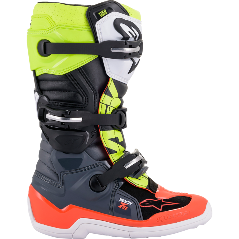 2015017-9058-8-1 2015017-9058-8 BOOT TECH 7S GY/RD/YL 8 ALPINESTARS Footwear Offroad Riding Boots - Childs