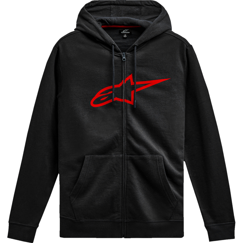 1244-51490-1030-XL ALPINESTARS-CASUALS HOODIE AGELESS V3 ZIP BLK/RED XL HOODIE AGELESS V3 ZIP BLK/RED XL SWEATS-MENS 