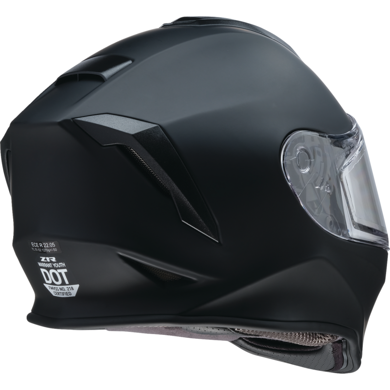 0122-0146 Z1R WARRANT YTH DL FLAT BLACK LG WARRANT YTH DL FLAT BLACK LG SNOW FULL FACE CHILD HELMET 
