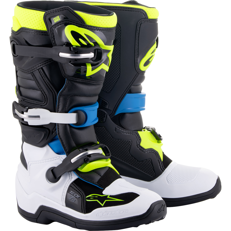 2015017-1795-8 ALPINESTARS BOOT TECH 7S BK/BL/YL 8 BOOT TECH 7S BK/BL/YL 8 OFFROAD RIDING BOOTS - CHILDS 