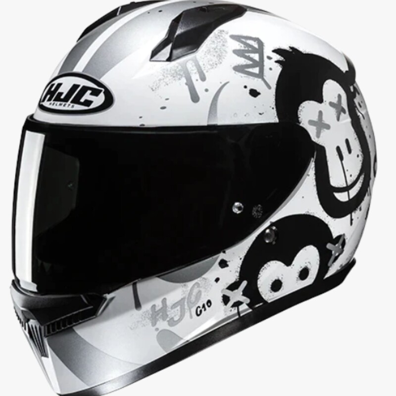 0102-0288 HJC C10 GETI SF WH/BK XS C10 GETI SF WH/BK XS STREET FULL FACE CHILD HELMET 