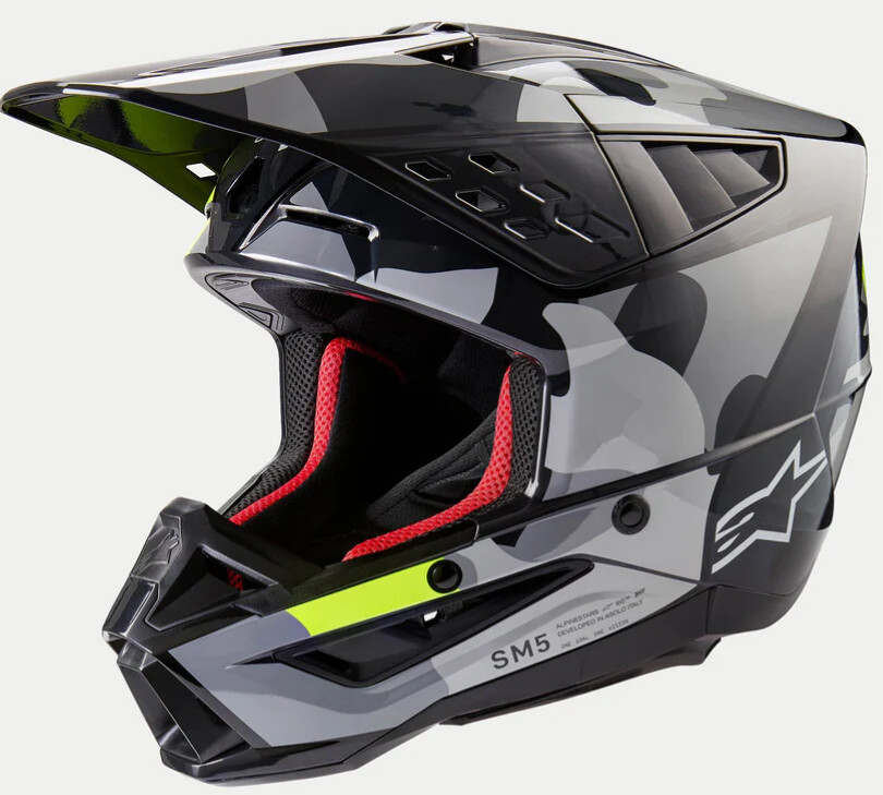 8303823-9350-S ALPINESTARS HELMET SM5 ROV2 GY/YLW S HELMET SM5 ROV2 GY/YLW S OFFROAD FULL FACE 1-PC ADULT HELMET 