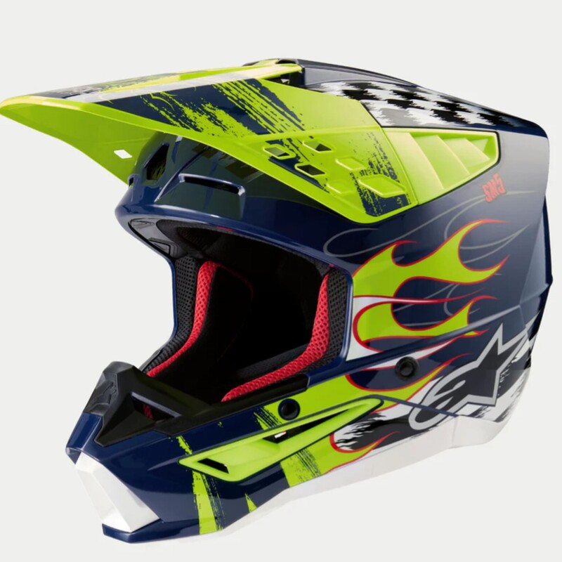 8307023-7455-XL ALPINESTARS HELMET SM5 RASH BL/YL XL HELMET SM5 RASH BL/YL XL OFFROAD FULL FACE 1-PC ADULT HELMET 