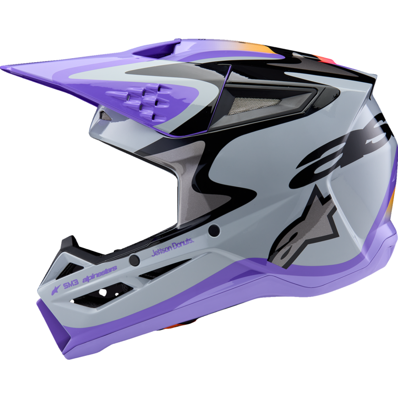 8303126-9277-YS ALPINESTARS HELMET YTH SM3 JETTSON GRAY/PUR/BLK YS HELMET YTH SM3 JETTSON GRAY/PUR/BLK YS OFFROAD FULL FACE 1-PC CHILD HELMET 