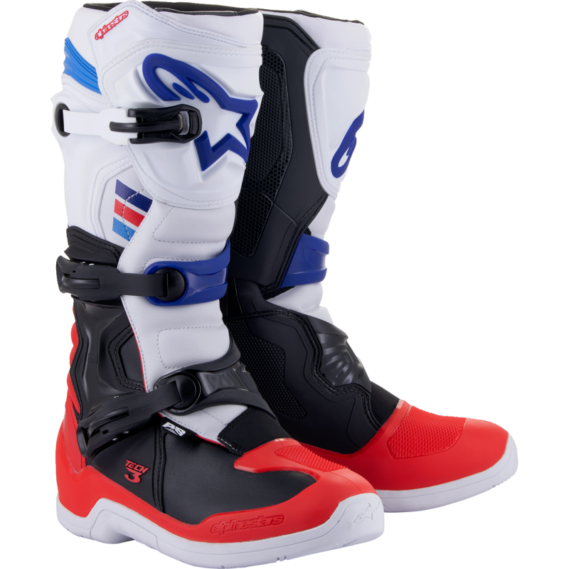 2013018-2307-9 ALPINESTARS BOOT T3 WT/RD/BL 9 BOOT T3 WT/RD/BL 9 OFFROAD RIDING BOOTS - ADULT 