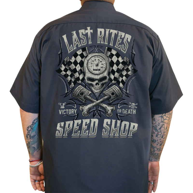 DG60181-4XL LETHAL-THREAT SHRT LAST RITE WRK GY 4XL SHRT LAST RITE WRK GY 4XL SHIRTS-MENS 