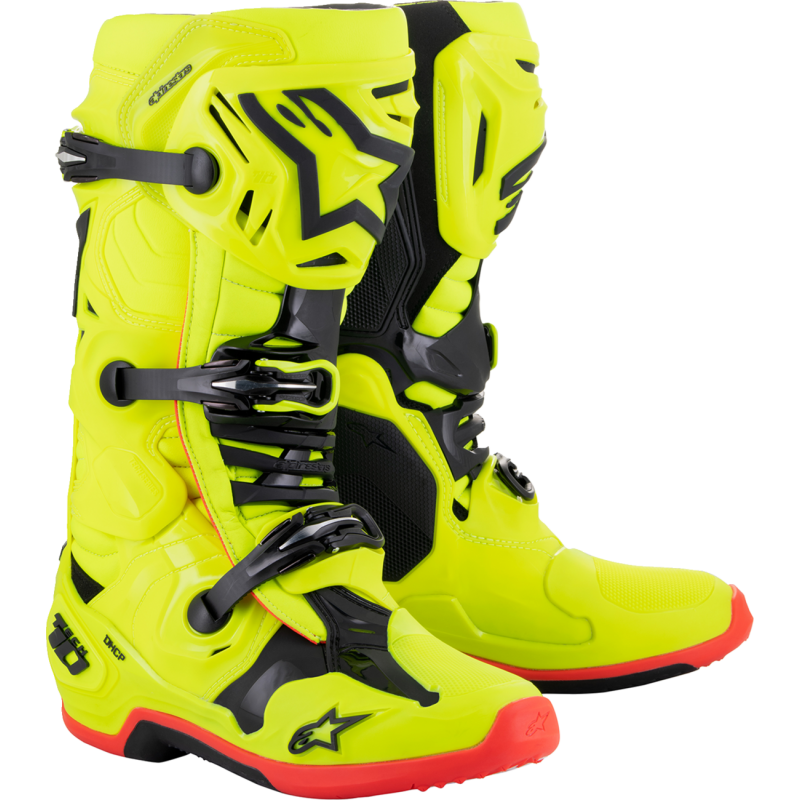 2010020-533-9 ALPINESTARS BOOT TECH 10 YLW/BK/RD 9 BOOT TECH 10 YLW/BK/RD 9 OFFROAD RIDING BOOTS - ADULT 