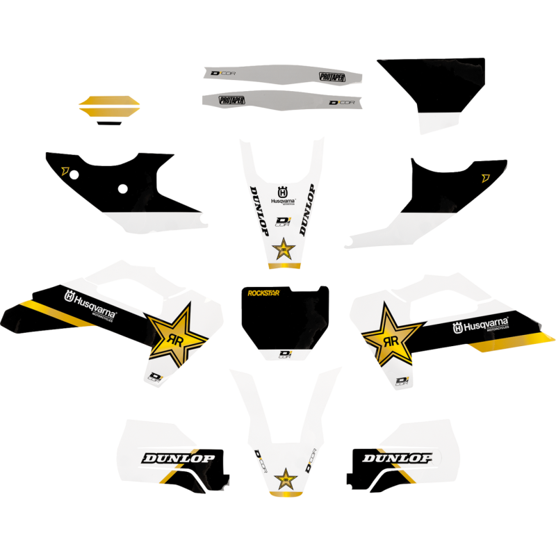 20-70-405 DCOR-VISUALS GRAPHIC KIT COMPLETE ROCKSTAR HUSQVARNA GRAPHIC KIT COMPLETE ROCKSTAR HUSQVARNA OFFROAD GRAPHICS 