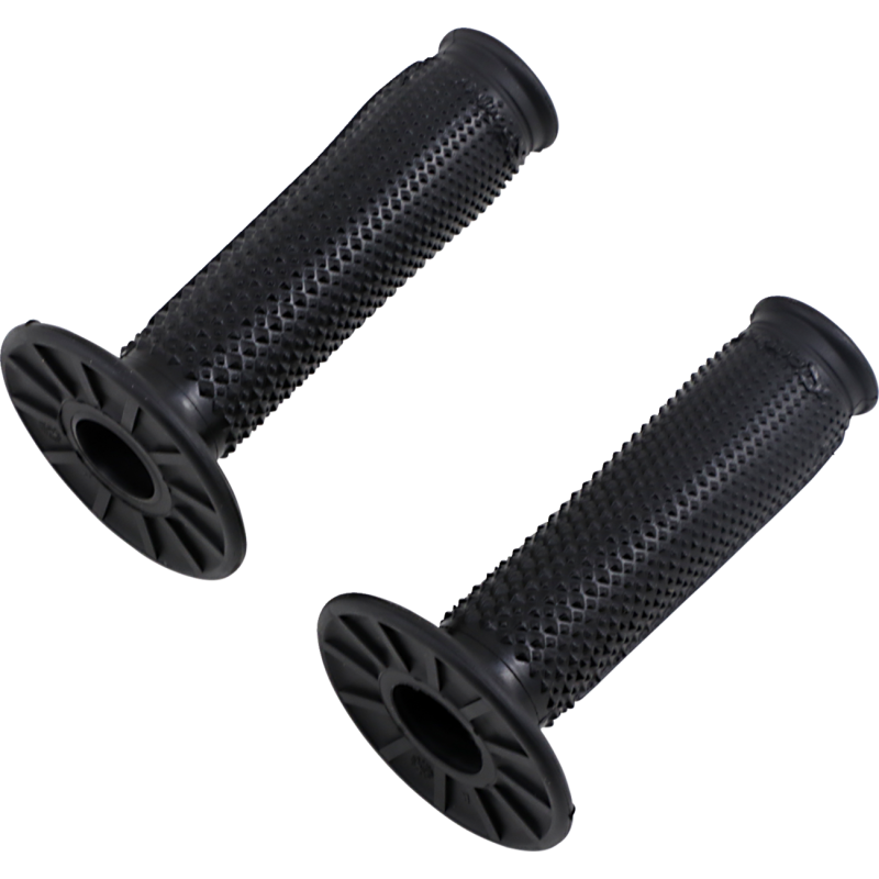 G198 RENTHAL  ULTRA TACKY HALF WAFFLE GRIPS DUAL COMPOUND TAPERED BK ON BK HANDLEBAR GRIPS 
