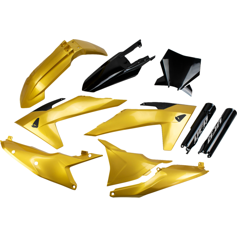 KTKIT529F-024 UFO UFO BODY KIT GOLD/BLK UFO BODY KIT GOLD/BLK FENDERS - FOR OFFROAD BIKES 