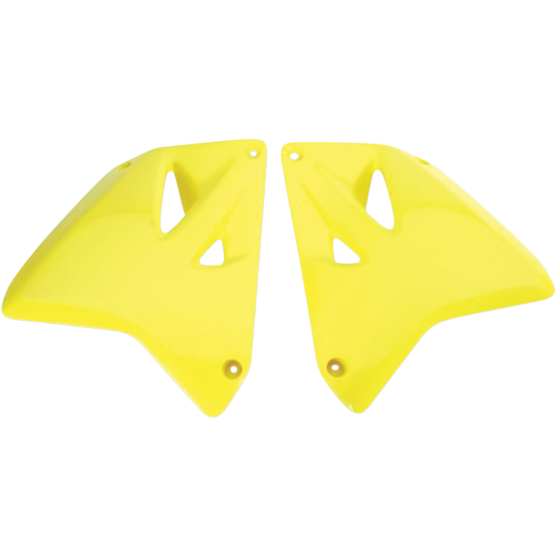 SU03987-102 UFO RM125/250 01-08 RAD COVERS RM 01YELLOW RM125/250 01-08 RAD COVERS RM 01YELLOW BODY PANELS-REPLACEMENT TYPE 