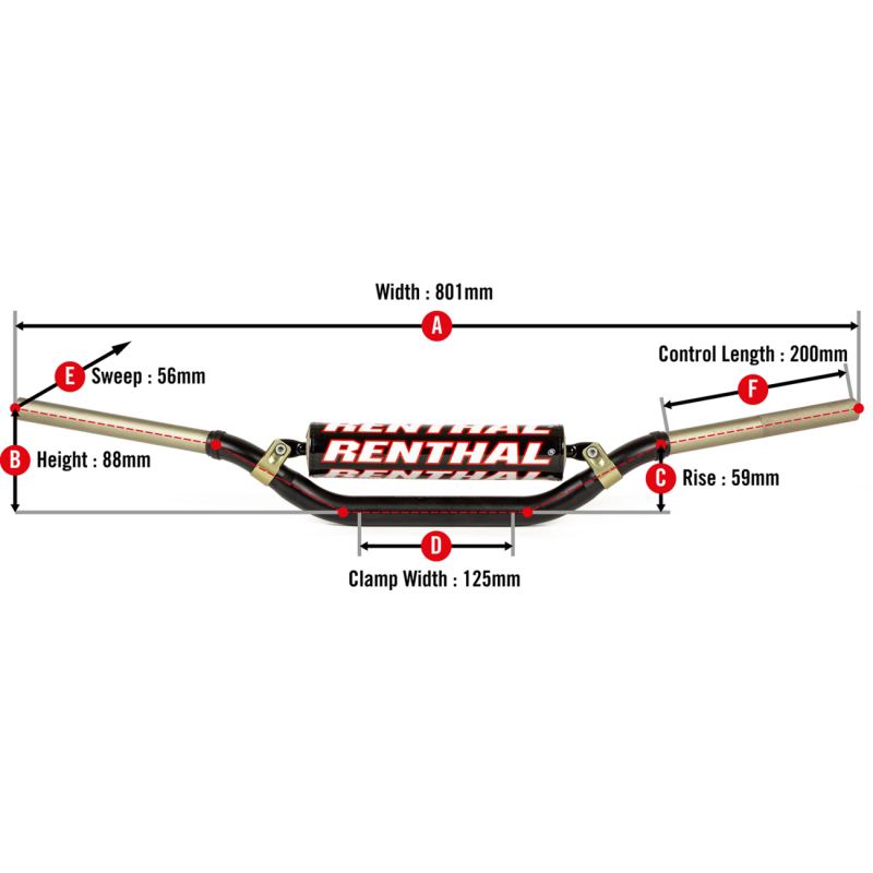 990-01-BK-07-185 RENTHAL RENTHAL TWINWALL HANDLEBAR BLACK 990 RENTHAL TWINWALL HANDLEBAR BLACK 990 HANDLEBARS-ALL TYPES 