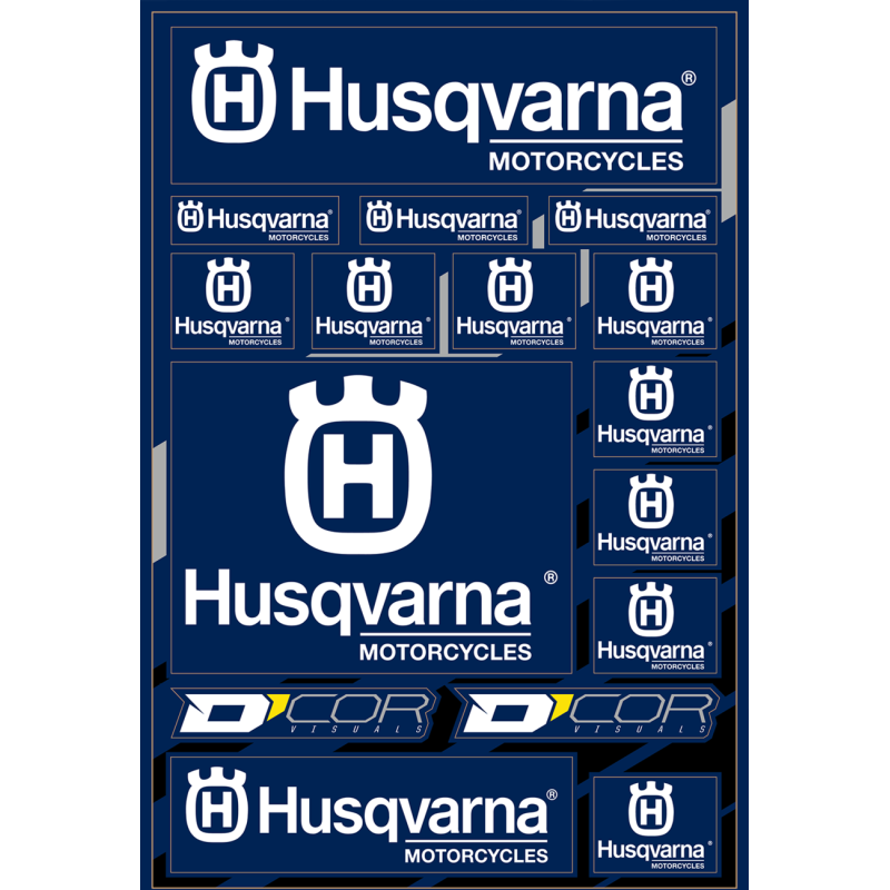 40-70-100 DCOR-VISUALS MX FACTORY HUSQVARNA DECAL SHEET MX FACTORY HUSQVARNA DECAL SHEET Graphic Set 