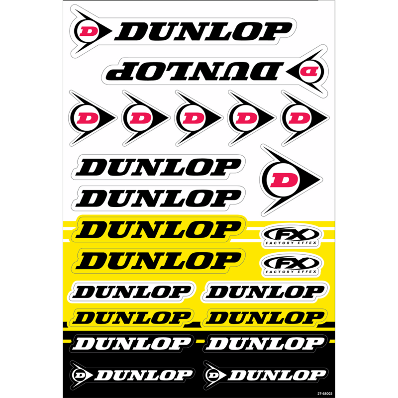 27-68002 FACTORY-EFFEX DECAL STICKER SHEET FX DUNLOP DECAL STICKER SHEET FX DUNLOP OFFROAD GRAPHICS 