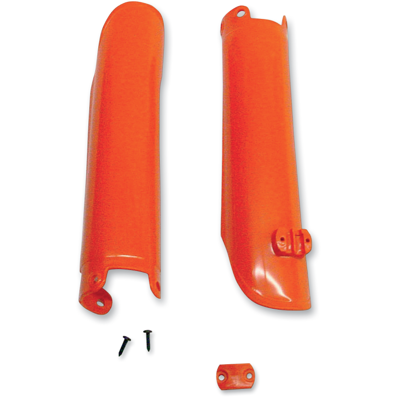KT03064-127 UFO KTM MULTIFIT 01-07 FORK SLDR PRTCTR 98OR KTM MULTIFIT 01-07 FORK SLDR PRTCTR 98OR FORK PANELS-COVERS-SKINS 