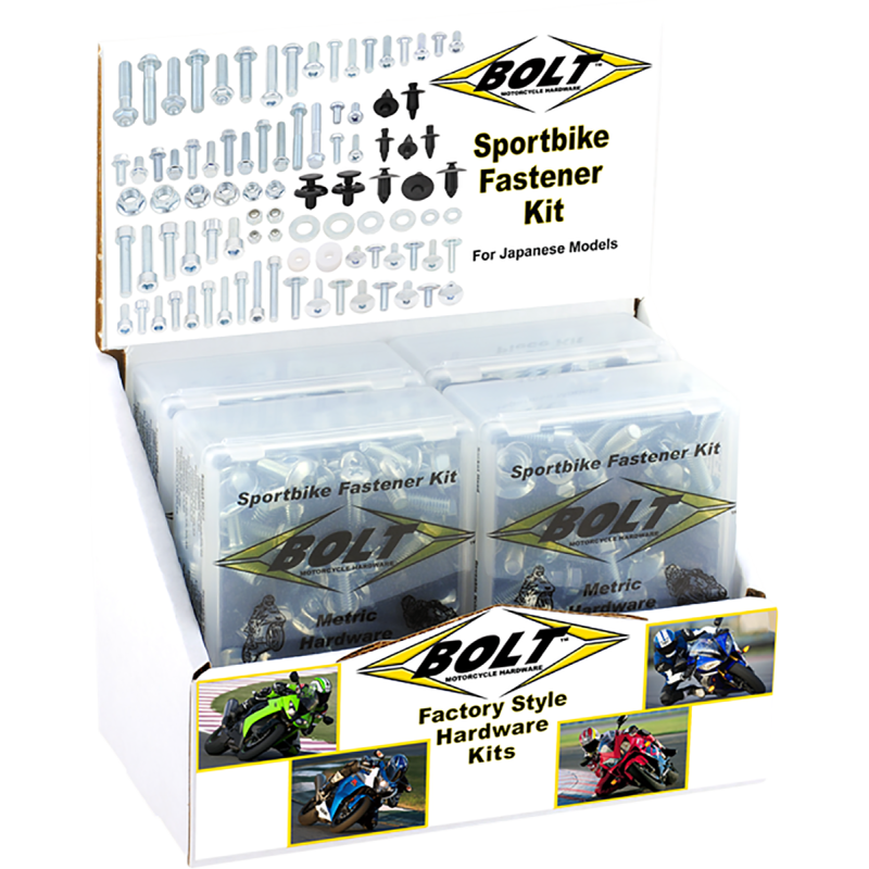 2007-6SB BOLT Sportbike Track Pack 6-kit Point of Purchase Display (6Pk) Sportbike Track Pack 6-kit Point of Purchase Display (6Pk) HARDWARE KITS - APPLICATION RELATED 